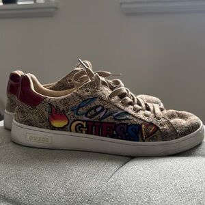 GUESS Love Tan Sneakers with Colorful Accents